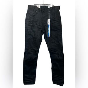 Smoke Rise Men's Slim Waxed Denim Jeans in Black/Black